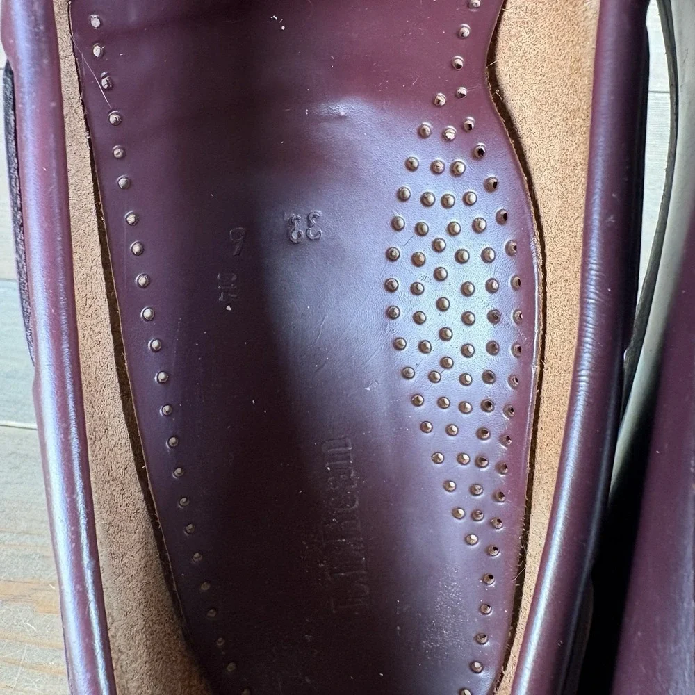 ll bean mens size 9 wide EE shoes burgundy leather tassel slip on comfort loafer